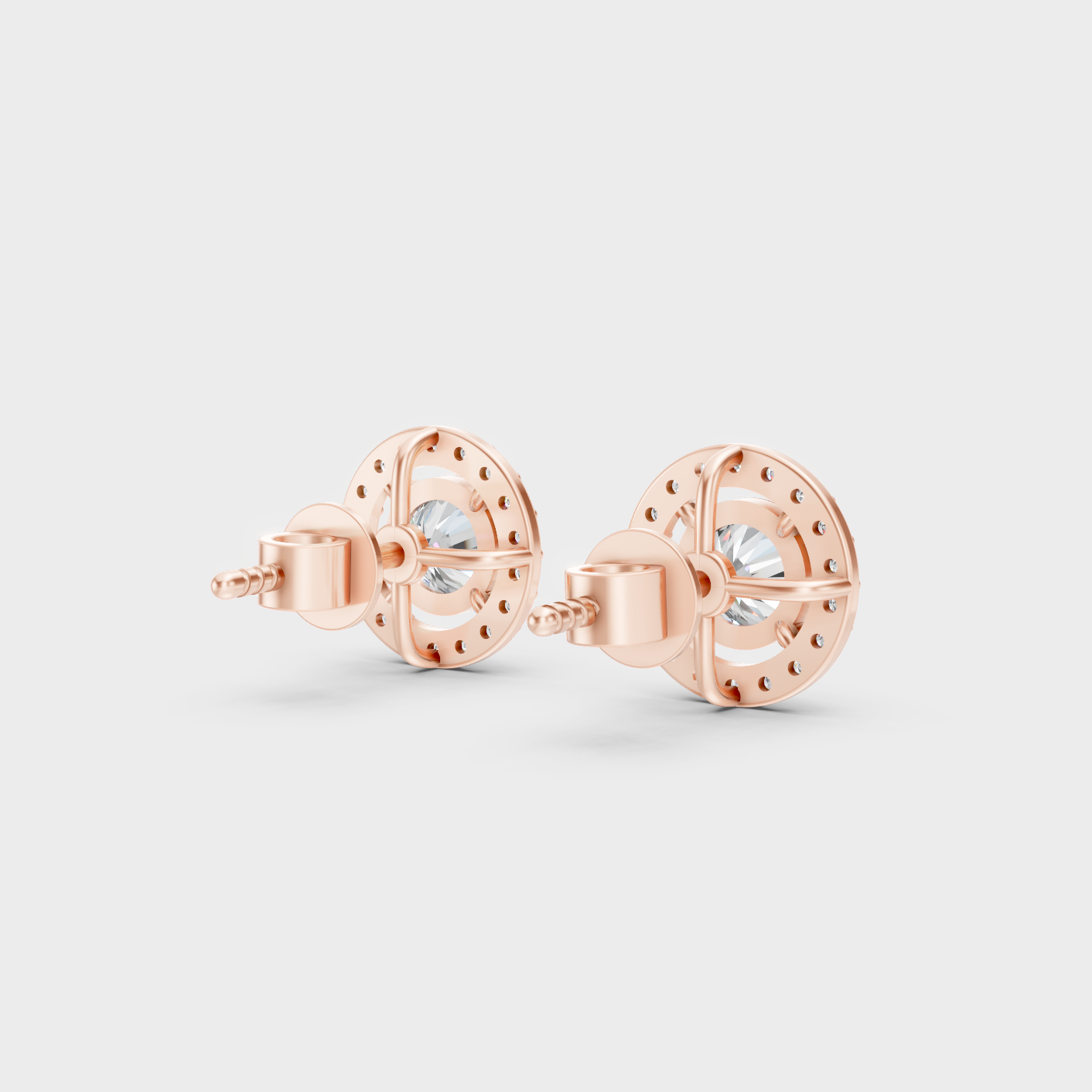 Rose Gold Round Diamond Stud Earrings 1.70 Ct Ethical Sparkle Jewelry