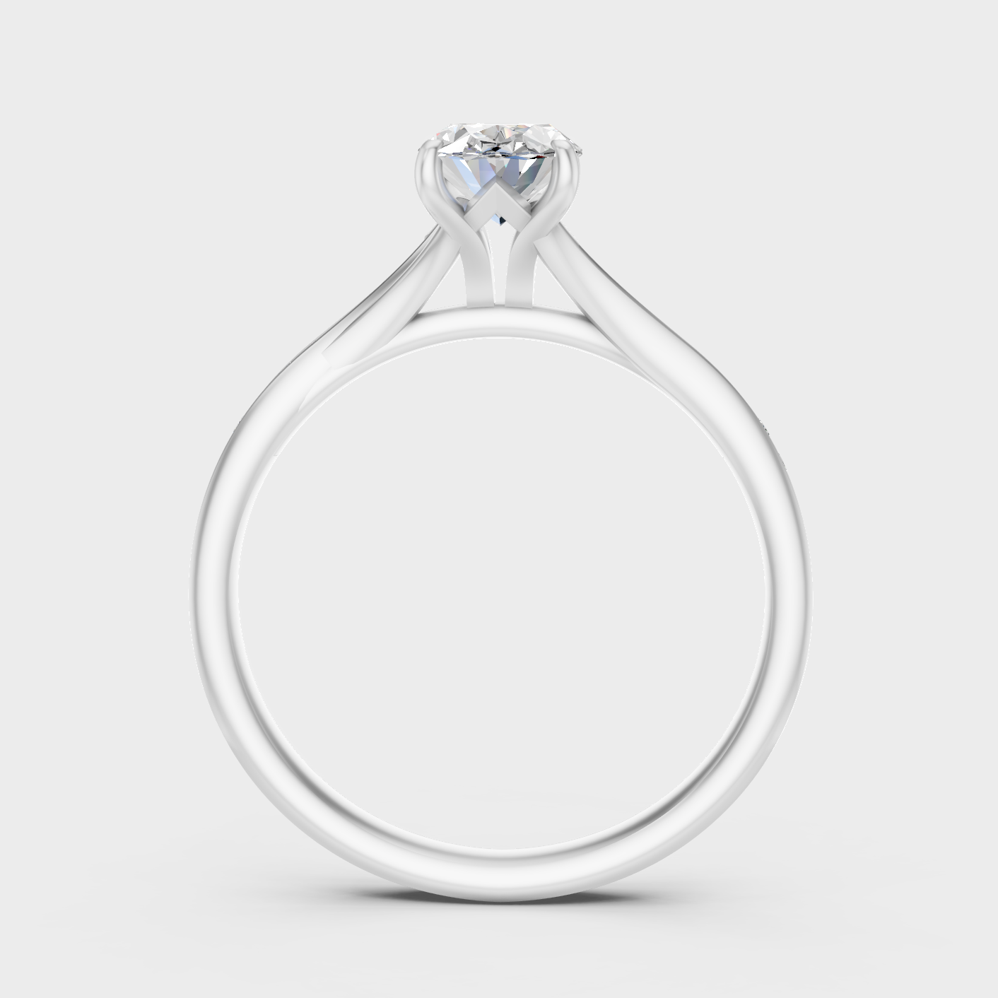 White Gold Oval Diamond Proposal Ring With Accent Stones