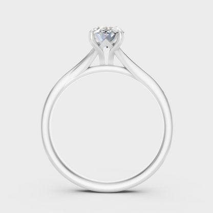 White Gold Oval Diamond Proposal Ring With Accent Stones