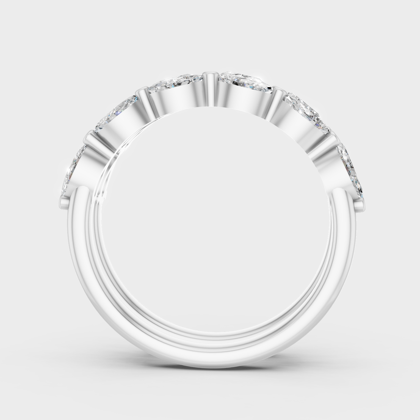White Gold Diamond Band Set For Wedding And Anniversary
