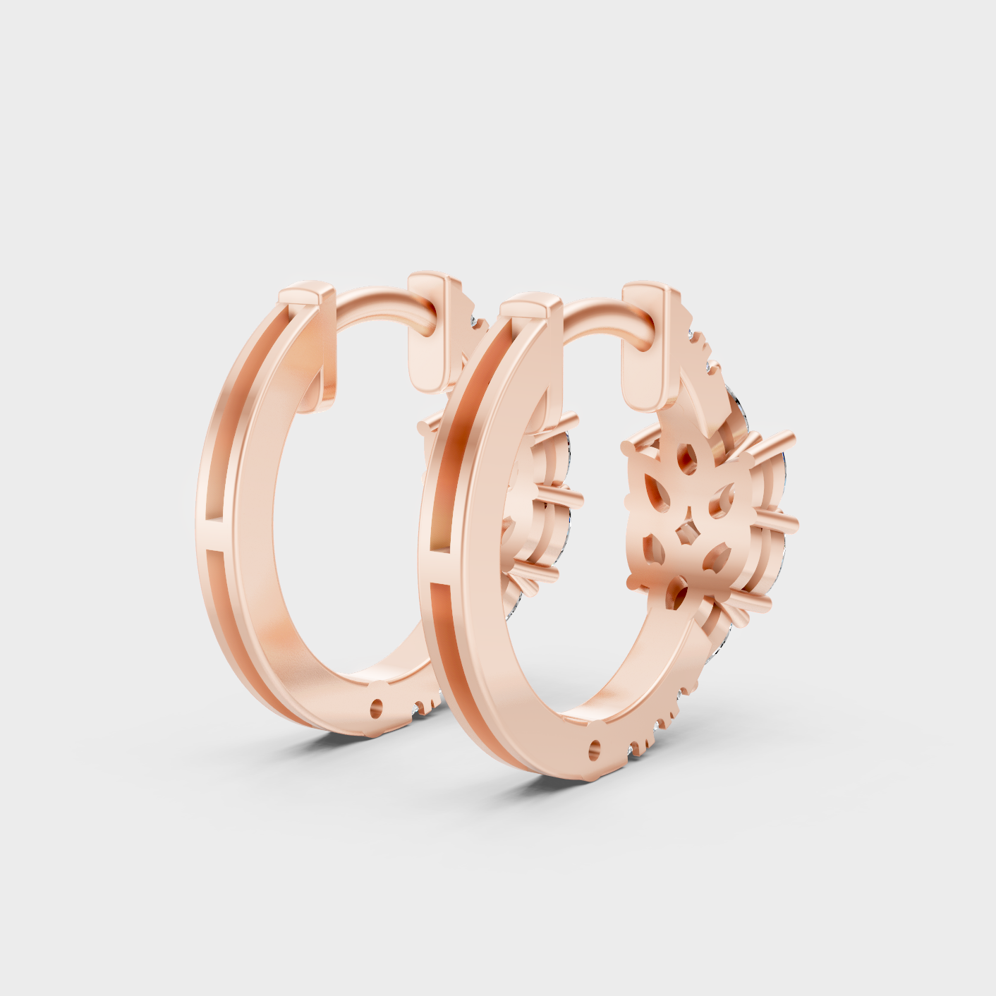 Rose Gold Round Pear Diamond Hoop Earrings 1.61 Ct Ethical Sparkle Jewelry