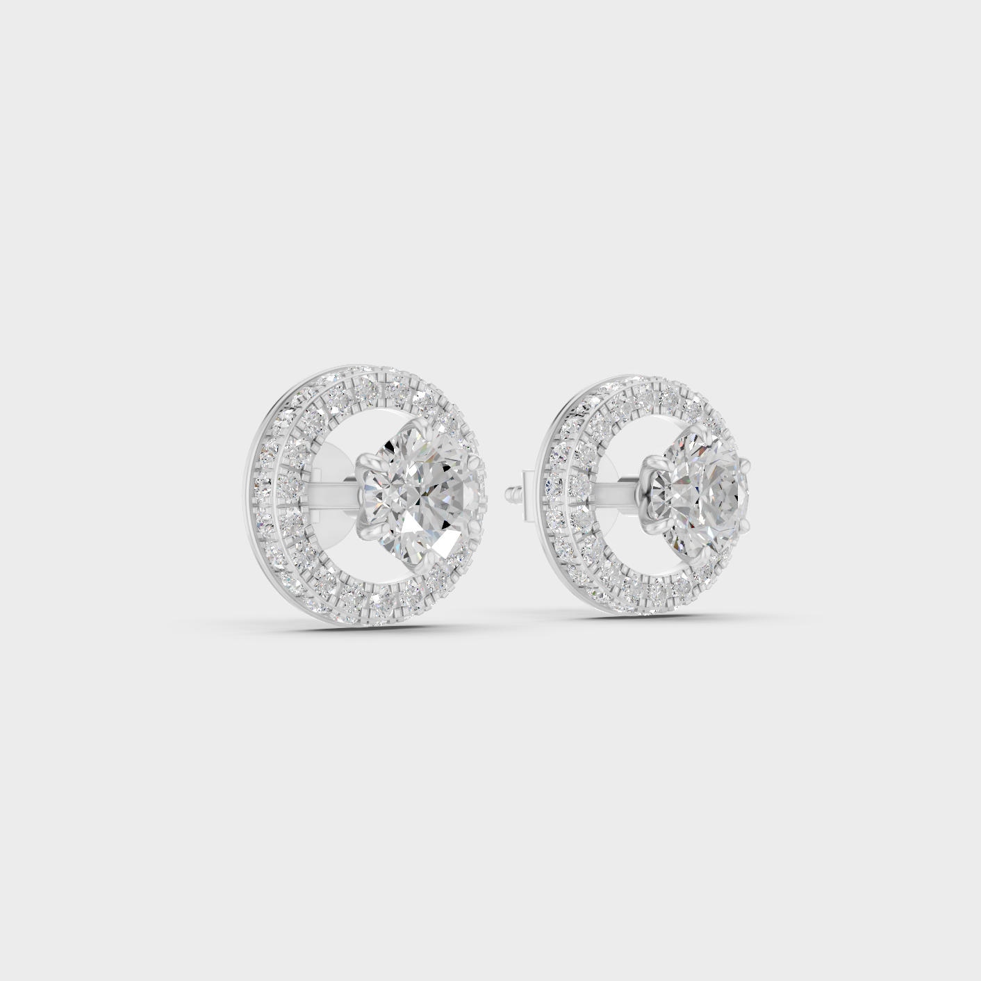 Platinum 950 Round Diamond Halo Earrings 3.26 Ct Lab Grown Luxury Design