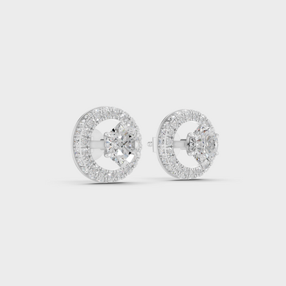 Platinum 950 Round Diamond Halo Earrings 3.26 Ct Lab Grown Luxury Design