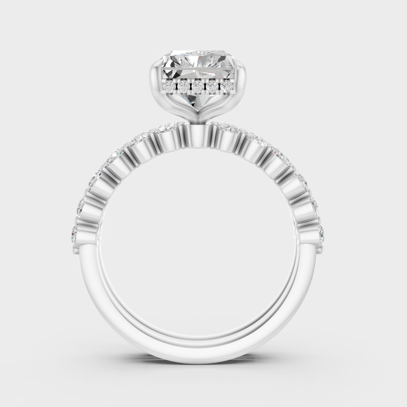 White Gold Radiant Diamond Ring Set 4 Ct Lab Grown Classic Style