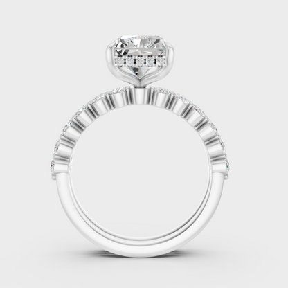 White Gold Radiant Diamond Ring Set 4 Ct Lab Grown Classic Style