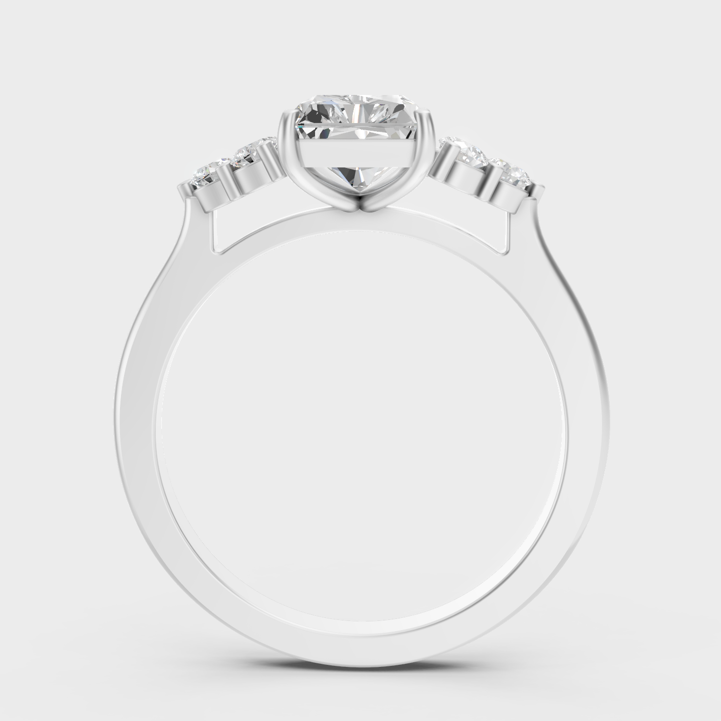 White Gold Radiant Diamond Proposal Ring With Accent Stones