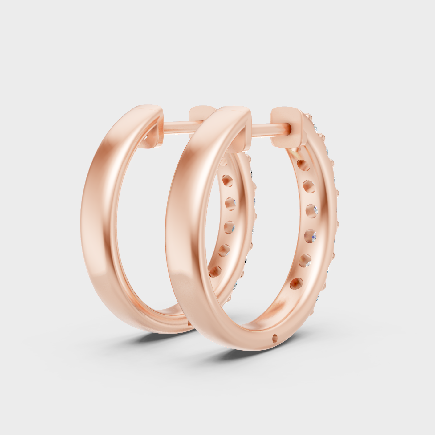 Rose Gold Round Diamond Hoop Earrings 0.70 Ct Ethical Sparkle Jewelry