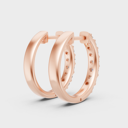Rose Gold Round Diamond Hoop Earrings 0.70 Ct Ethical Sparkle Jewelry