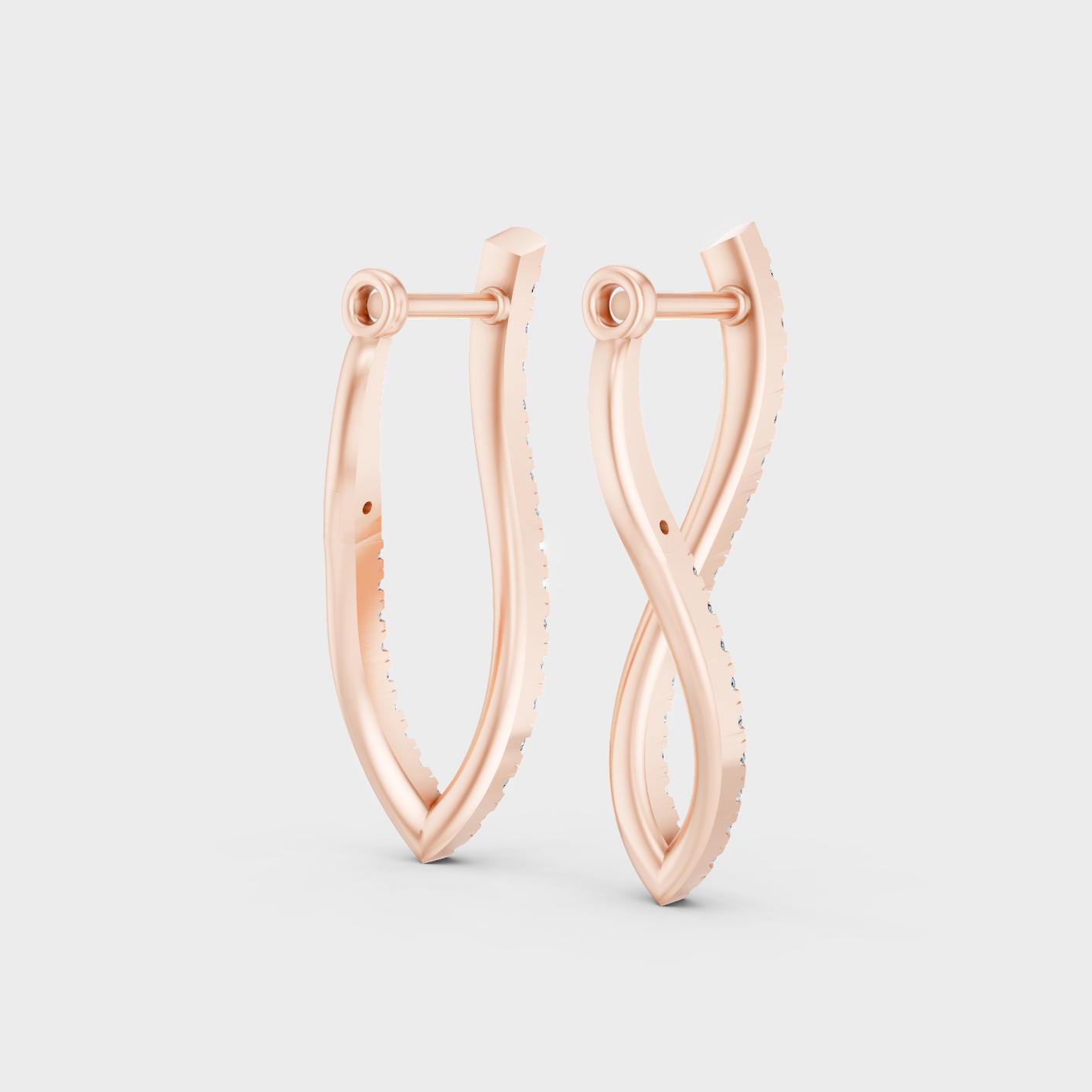 Rose Gold Round Diamond Dangler Earrings 0.395 Ct Each Ethical Lab Grown Jewelry