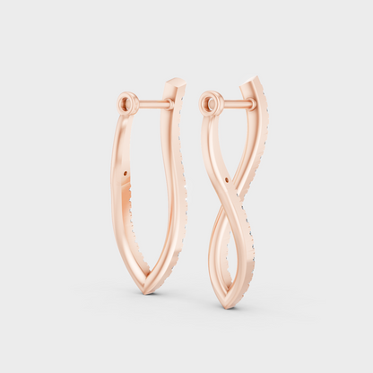 Rose Gold Round Diamond Dangler Earrings 0.395 Ct Each Ethical Lab Grown Jewelry