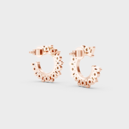 Rose Gold Round Baguette Diamond Earrings 0.77 Ct Ethical Sparkle Jewelry