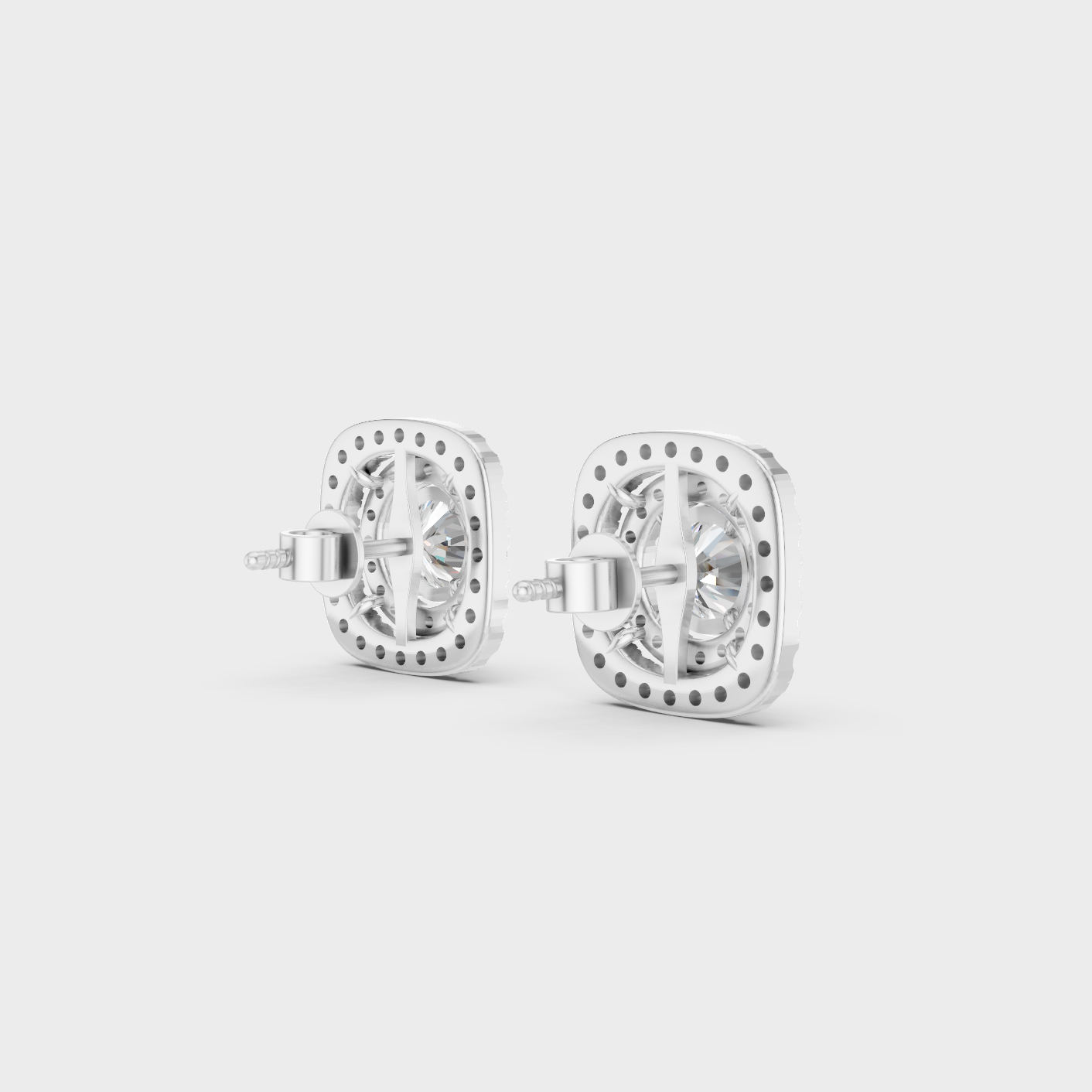 White Gold Classic Double Halo Round Diamond Stud Earrings 3.90 Ct Fine Jewelry