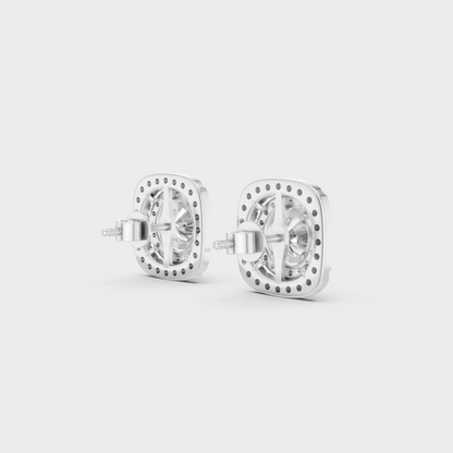 White Gold Classic Double Halo Round Diamond Stud Earrings 3.90 Ct Fine Jewelry