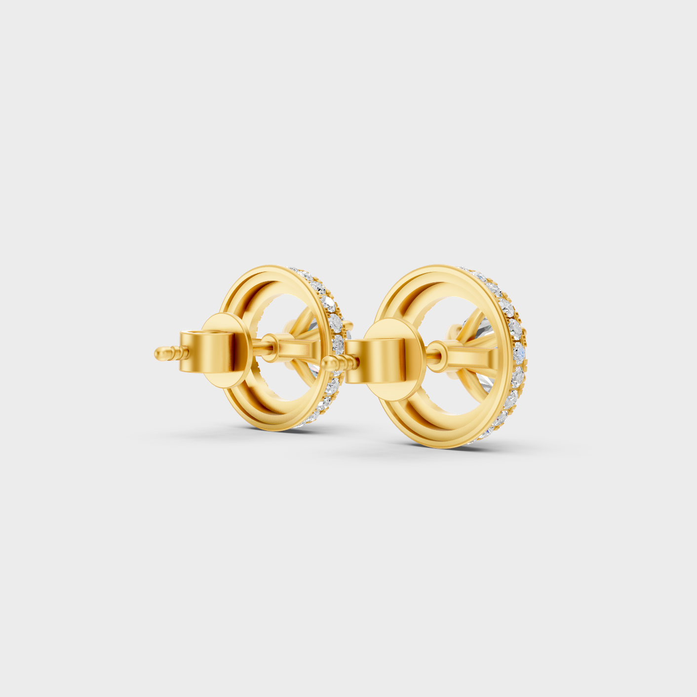 Yellow Gold Lab Grown Round Diamond Halo Earrings 3.26 Ct Luxury Gift Jewelry