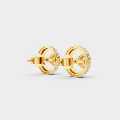 Yellow Gold Lab Grown Round Diamond Halo Earrings 3.26 Ct Luxury Gift Jewelry