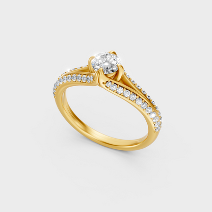 Sustainable Yellow Gold Ring With Igi Certified Round-Cut Lab-Grown Diamonds