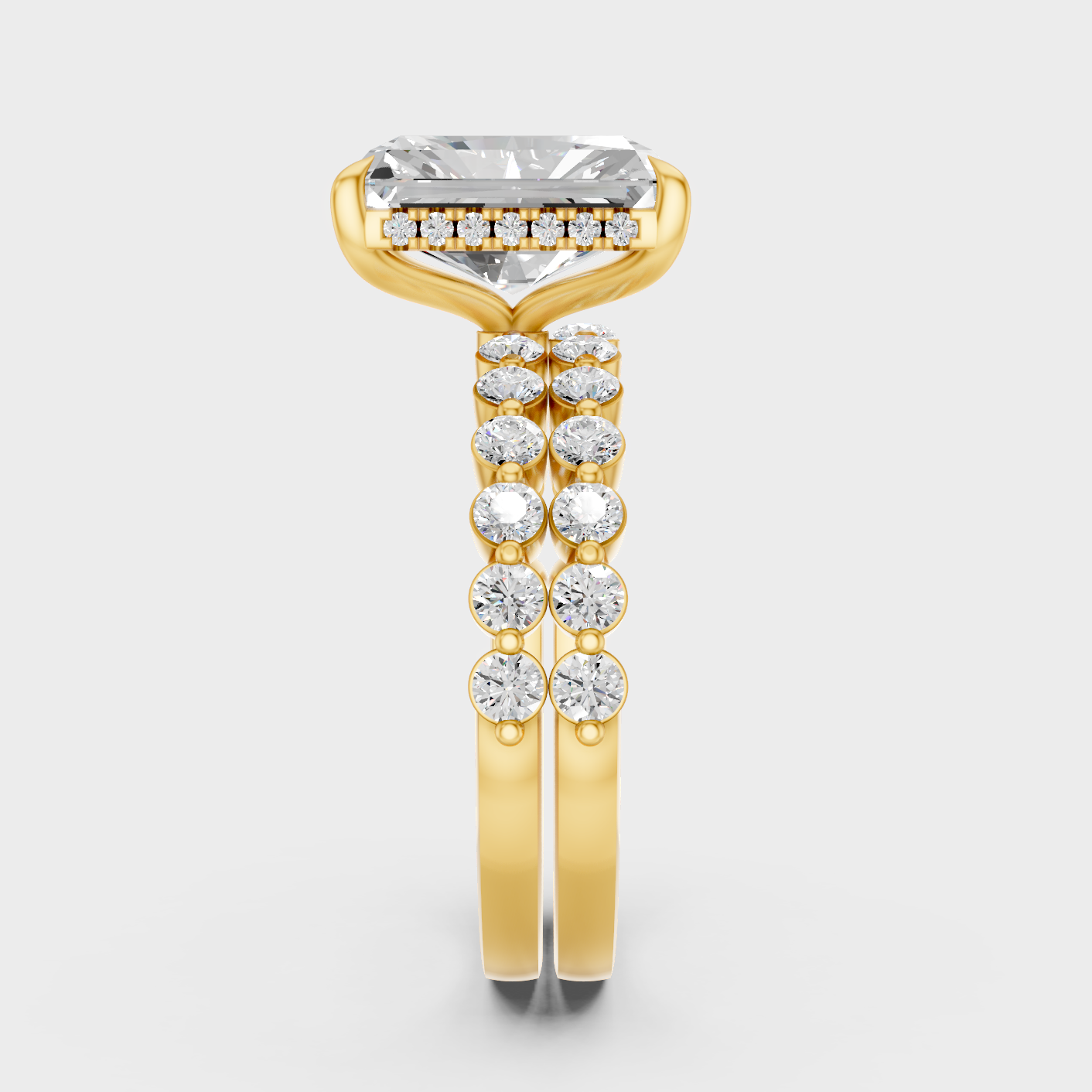 9K 14K 18K Yellow Gold Radiant Diamond Ring Set 4 Ct Lab Grown Fine Jewelry