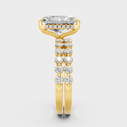 9K 14K 18K Yellow Gold Radiant Diamond Ring Set 4 Ct Lab Grown Fine Jewelry