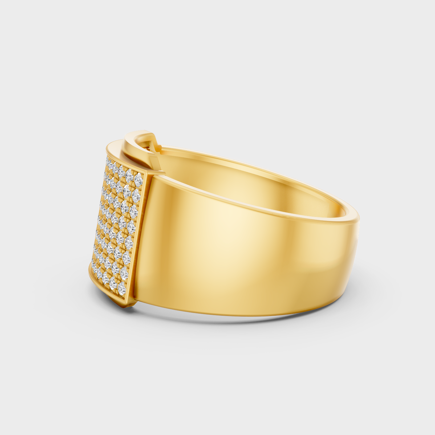 Elegant Yellow Gold Mens Diamond Ring 0.83 Ct Designer Jewelry