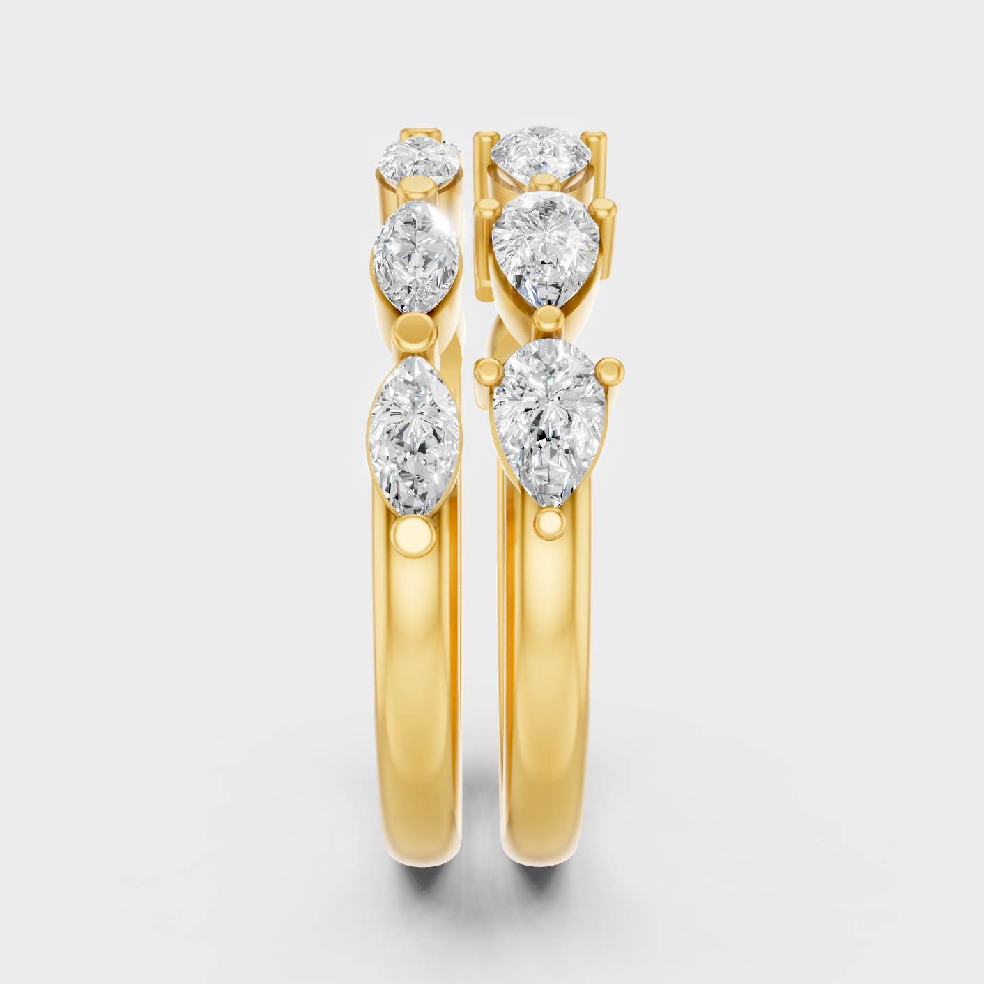 Yellow Gold Diamond Band Set For Luxury Gift