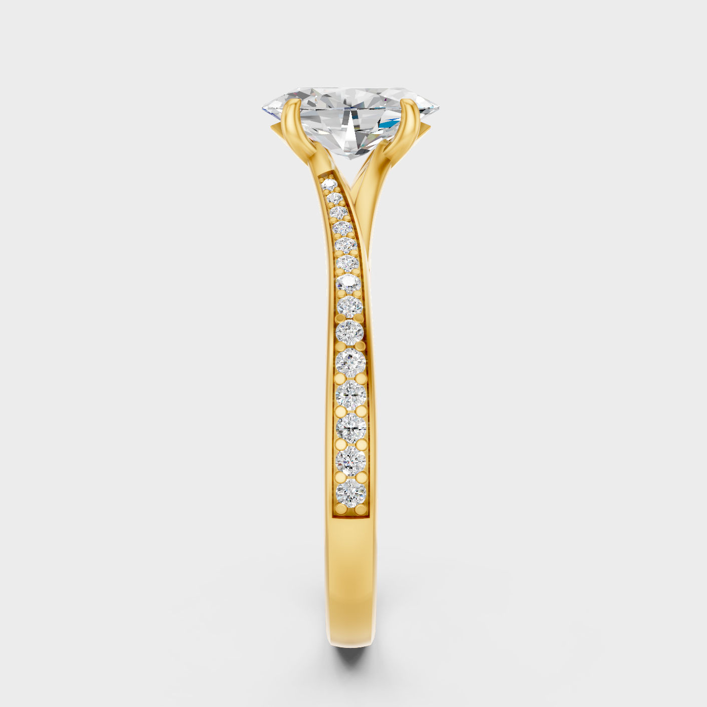 Yellow Gold Oval Anniversary Ring For Her