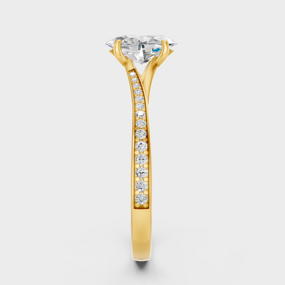 Yellow Gold Oval Anniversary Ring For Her