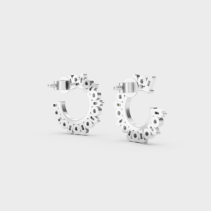 White Gold Classic Round Baguette Diamond Earrings 0.77 Ct Fine Jewelry
