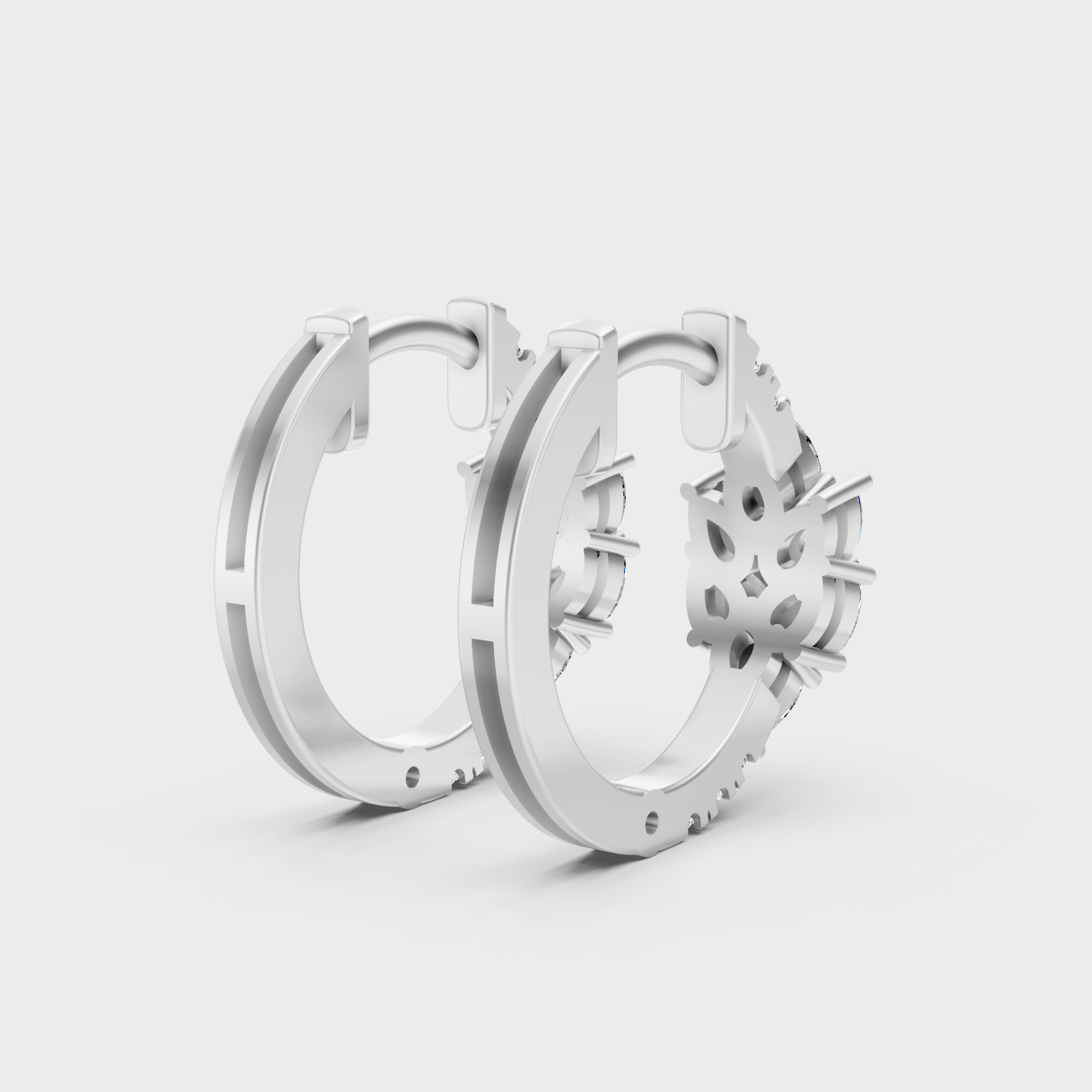 White Gold Classic Round Pear Diamond Hoop Earrings 1.61 Ct Fine Jewelry