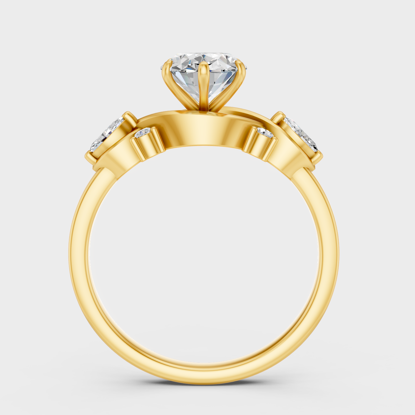 Elegant Yellow Gold Multi Shape Diamond Engagement Ring 1.78 Ct Designer Jewelry