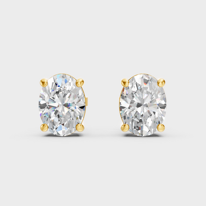 Elegant Yellow Gold Oval Diamond Earrings 2 To 10 Ct Designer Jewelry