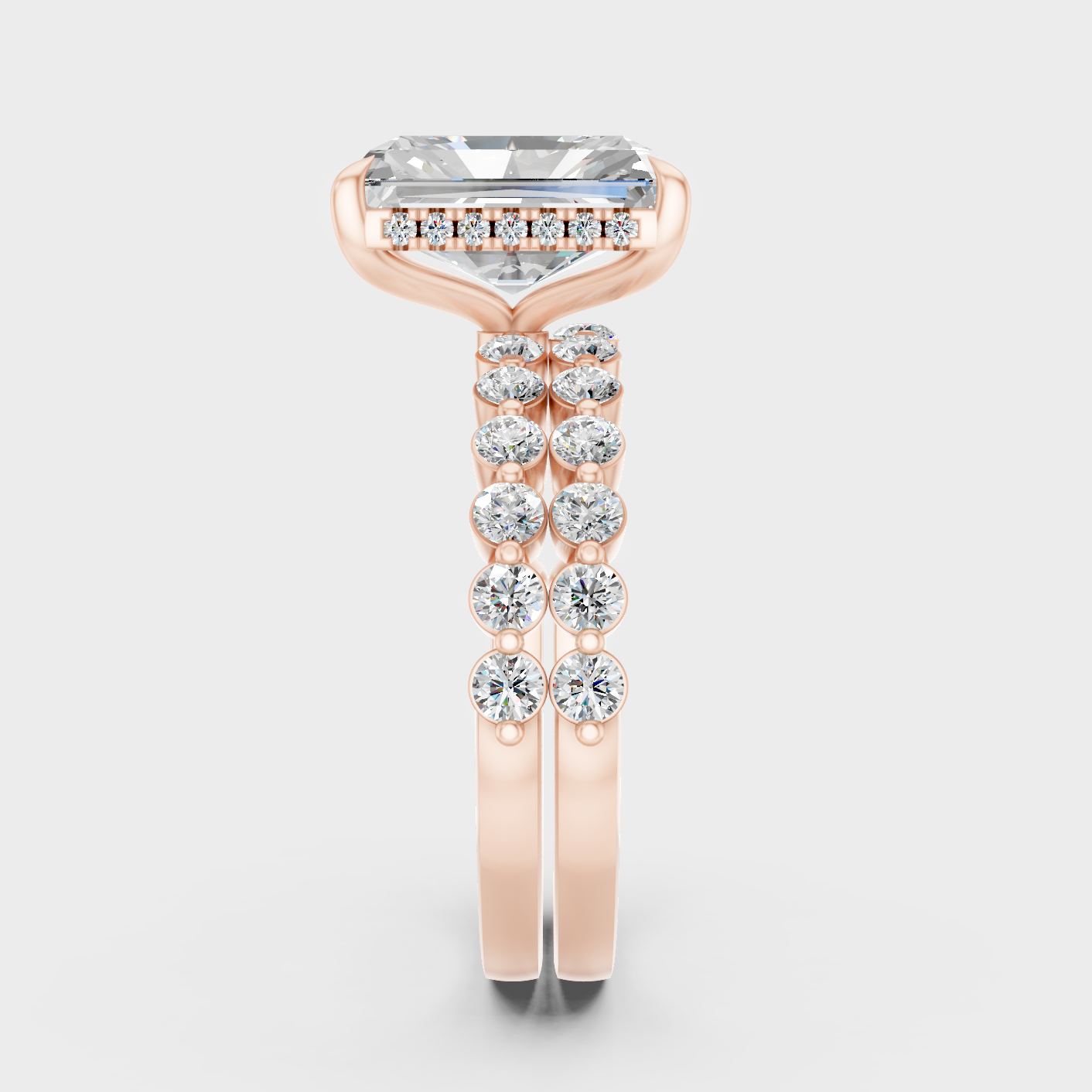 Rose Gold Luxury Radiant Diamond Ring Set 4 Ct Lab Grown Statement Look