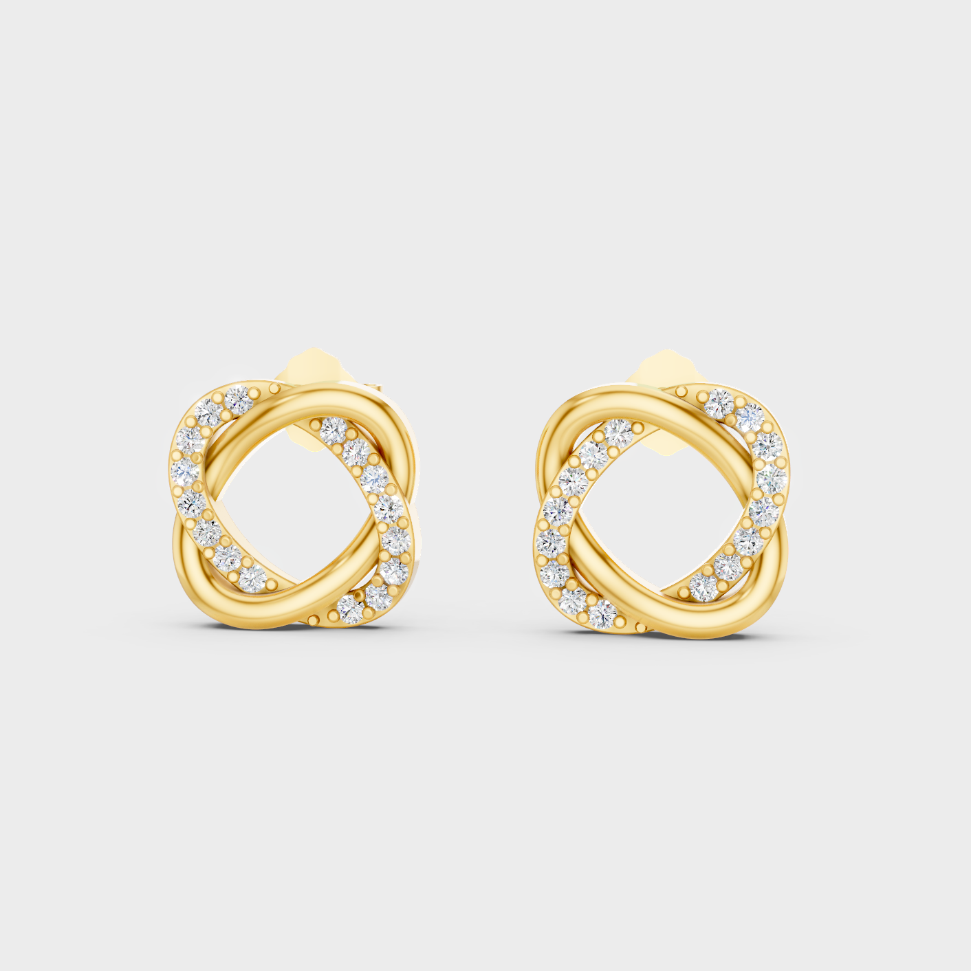 Elegant Yellow Gold Round Diamond Stud Earrings 0.26 Ct Minimal Designer Jewelry