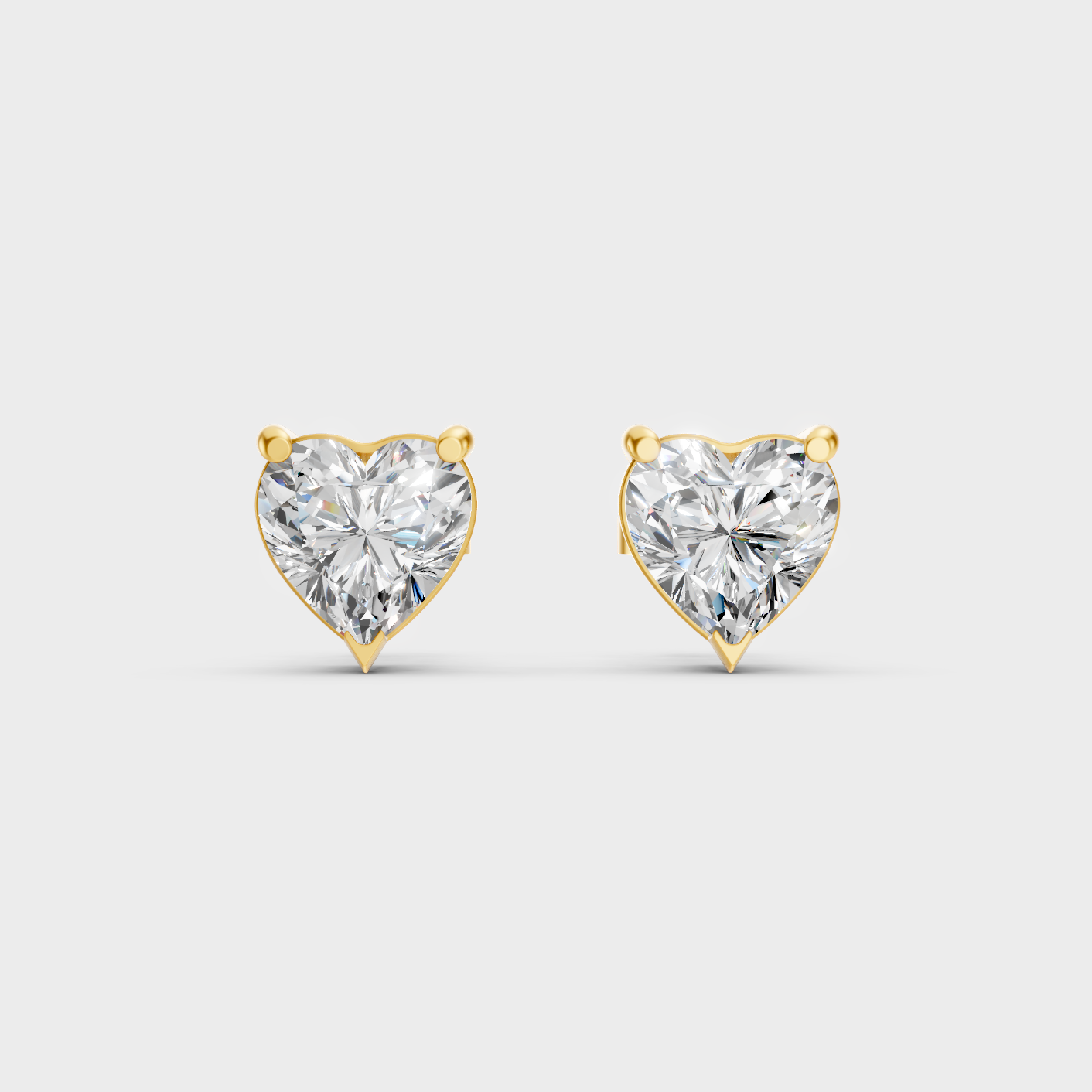 Elegant Yellow Gold Heart Diamond Earrings 2 To 10 Ct Designer Jewelry