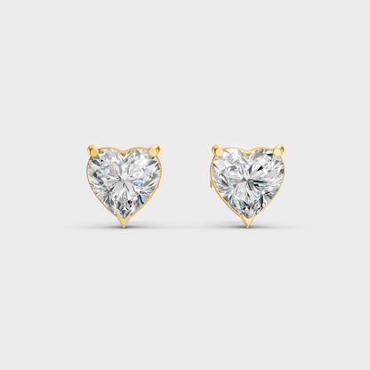 Elegant Yellow Gold Heart Diamond Earrings 2 To 10 Ct Designer Jewelry