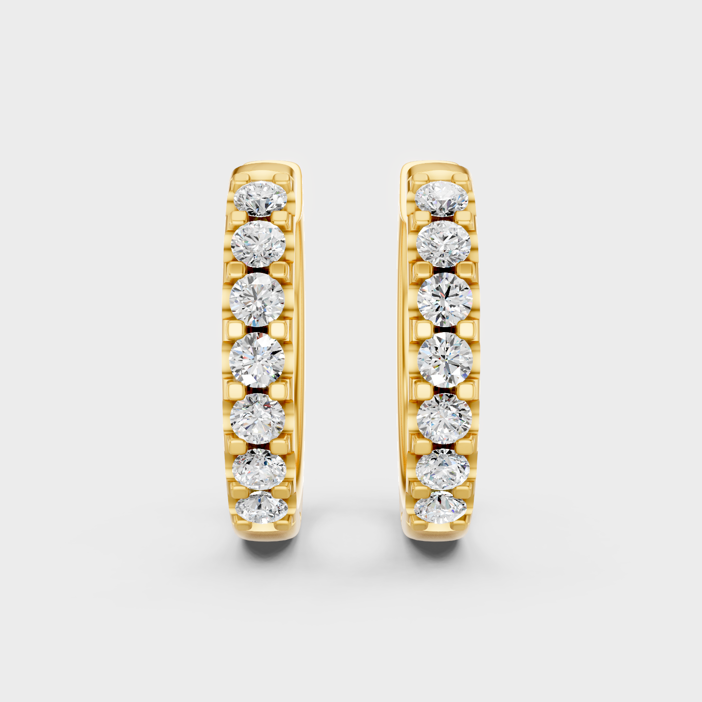Elegant Yellow Gold Round Diamond Hoop Earrings 0.70 Ct Designer Jewelry