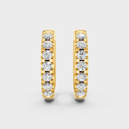Elegant Yellow Gold Round Diamond Hoop Earrings 0.70 Ct Designer Jewelry