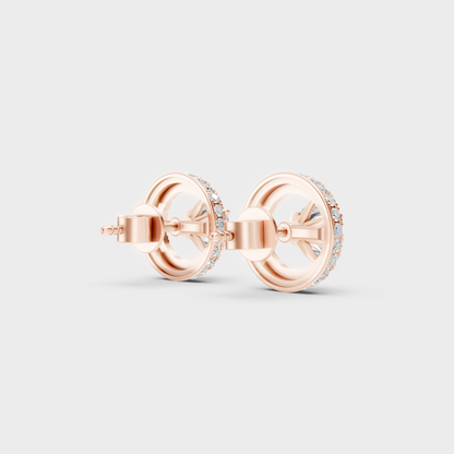 Rose Gold Round Diamond Halo Earrings 1.63 Ct Each Ethical Lab Grown Jewelry