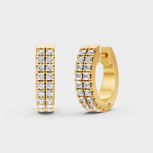 0.36 Ct Total Round Lab Grown Diamond Hoop Earrings In Yellow Gold Elegant Jewelry