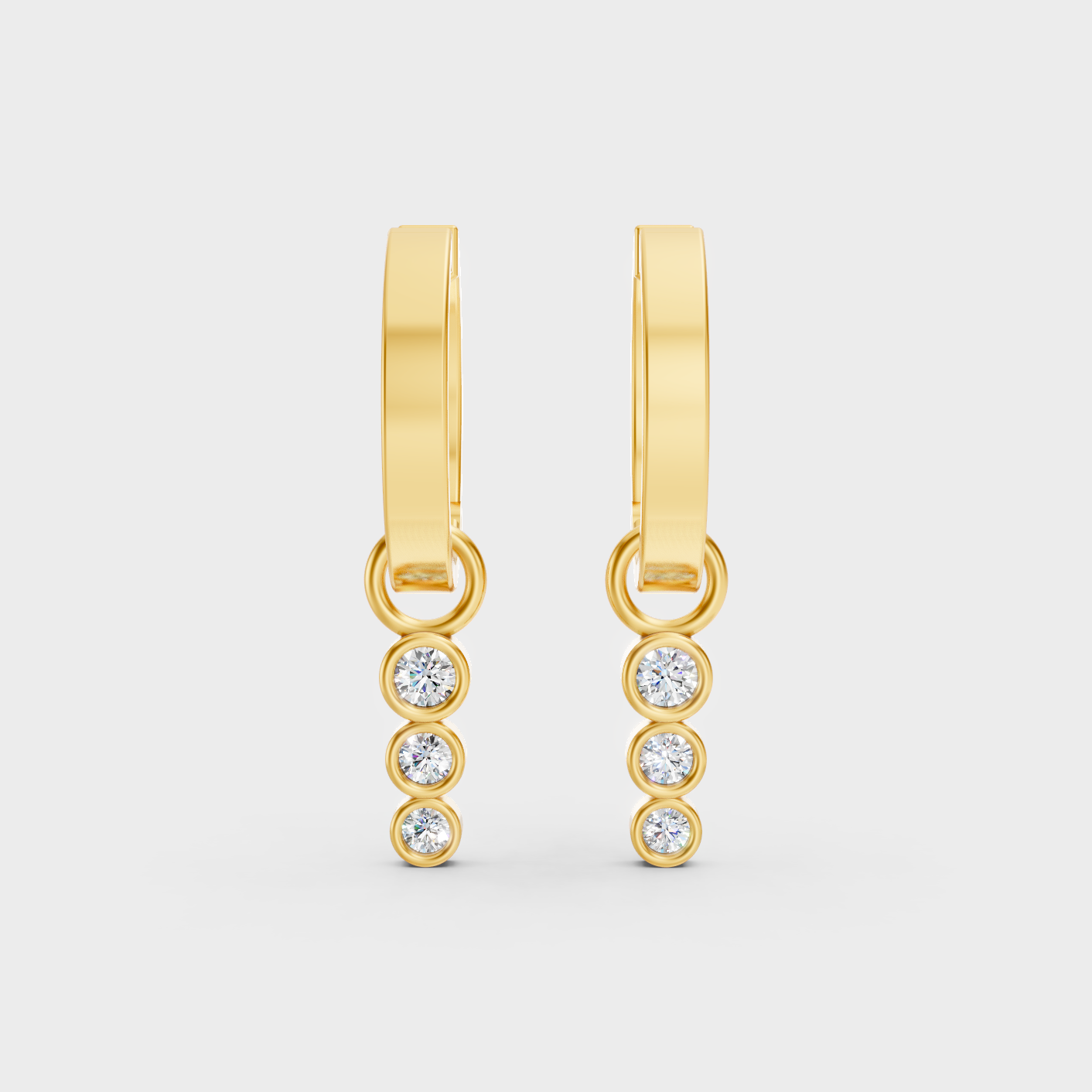 Elegant Yellow Gold Round Diamond Drop Earrings 0.19 Ct Minimal Designer Jewelry