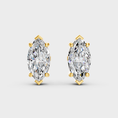 Elegant Yellow Gold Marquise Diamond Earrings 3.00 Ct Designer Jewelry