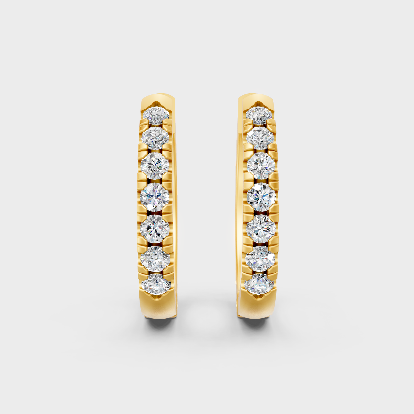 Elegant Yellow Gold Round Diamond Hoop Earrings 0.22 Ct Minimal Designer Jewelry