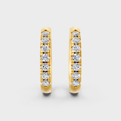 Elegant Yellow Gold Round Diamond Hoop Earrings 0.22 Ct Minimal Designer Jewelry