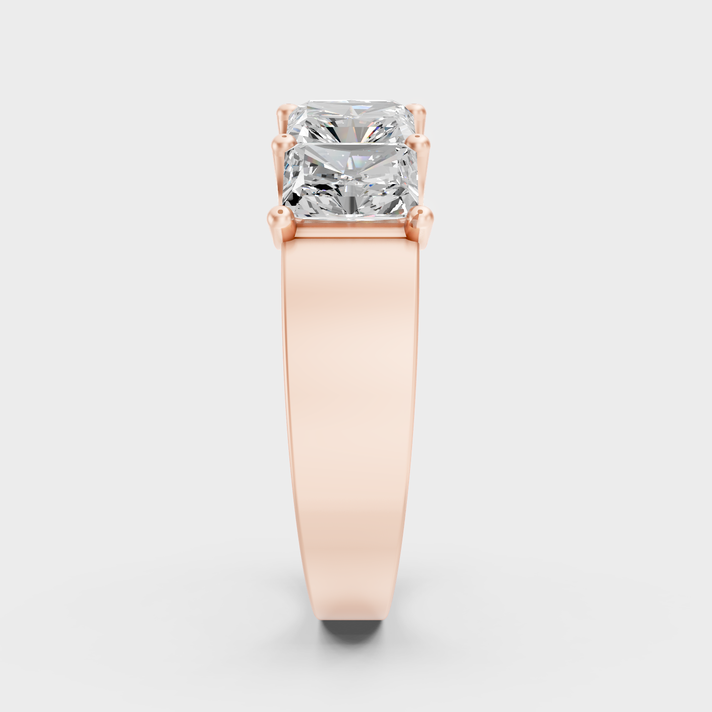 Radiant Cut Lab Diamond Band In Rose Gold Luxury Style
