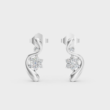 White Gold Round Diamond Stud Earrings 0.13 Ct Lab Grown Classic Style