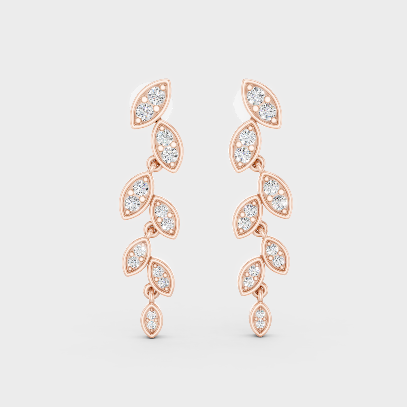 Rose Gold Luxury Round Diamond Drop Earrings 0.45 Ct Lab Grown Everyday Style