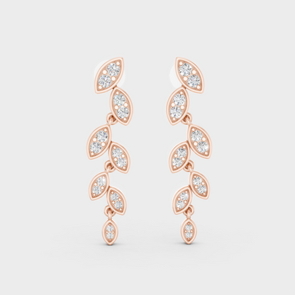 Rose Gold Luxury Round Diamond Drop Earrings 0.45 Ct Lab Grown Everyday Style