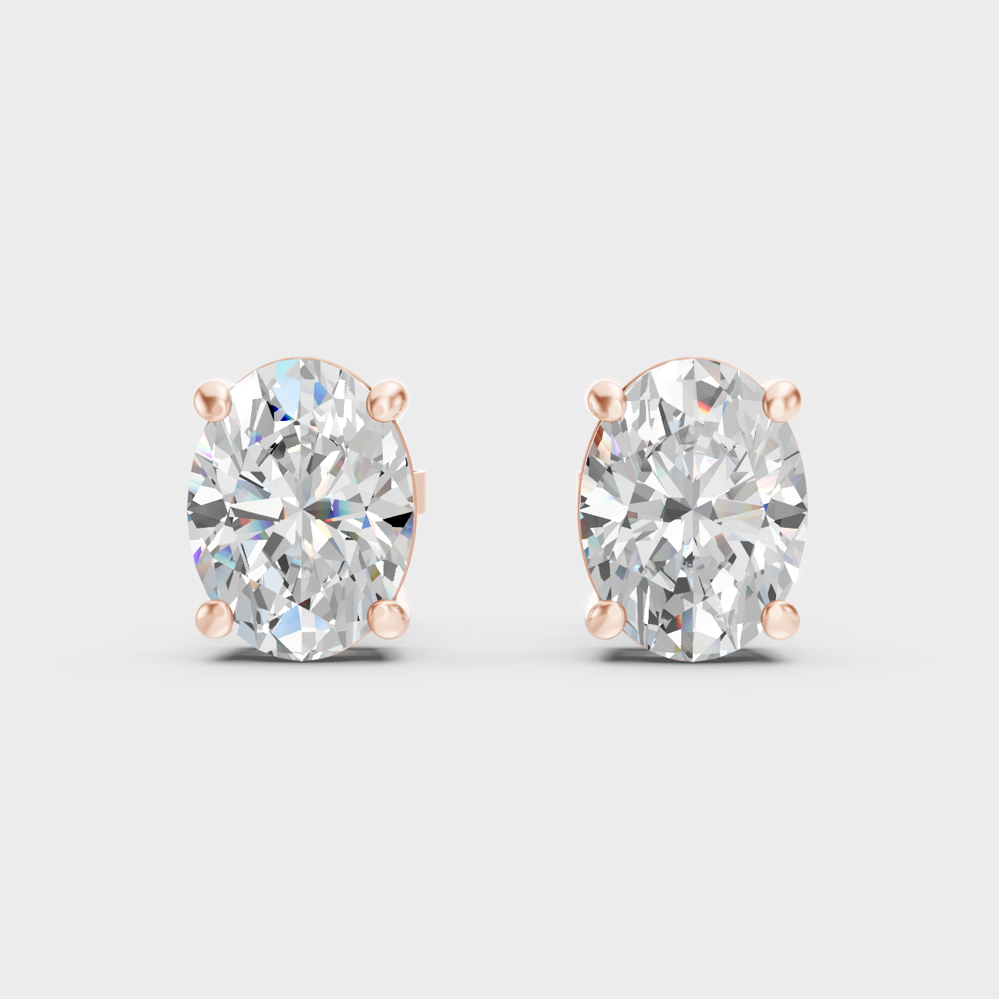 Rose Gold Luxury Oval Diamond Earrings 2 To 10 Ct Lab Grown Statement Look