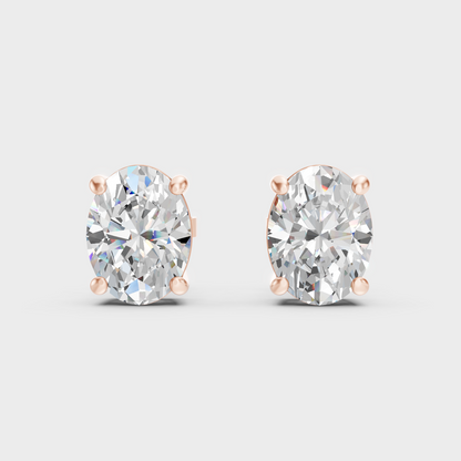 Rose Gold Luxury Oval Diamond Earrings 2 To 10 Ct Lab Grown Statement Look