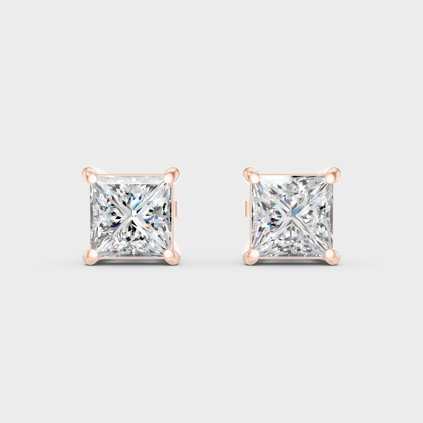 Rose Gold Luxury Princess Diamond Earrings 2 To 10 Ct Lab Grown Statement Look