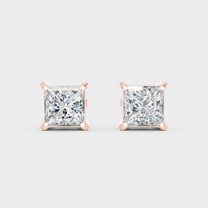 Rose Gold Luxury Princess Diamond Earrings 2 To 10 Ct Lab Grown Statement Look